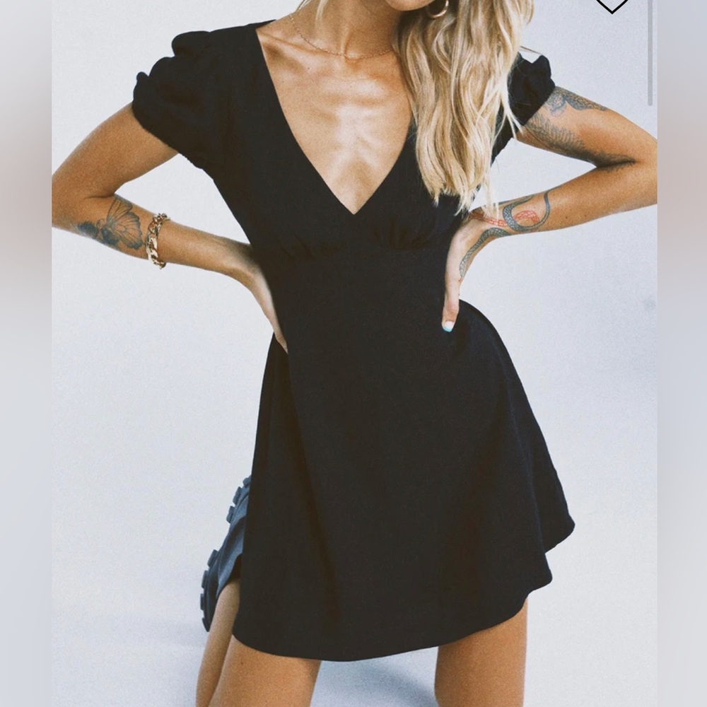 Princess Polly Cap sleeve mini dress black